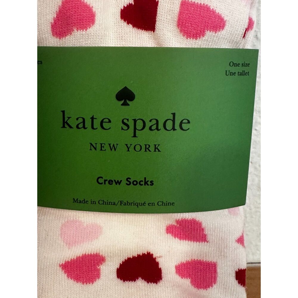 Kate Spade Crew Socks 3 Pairs Pink Valentine Hearts NWT NEW - Picture 5 of 6